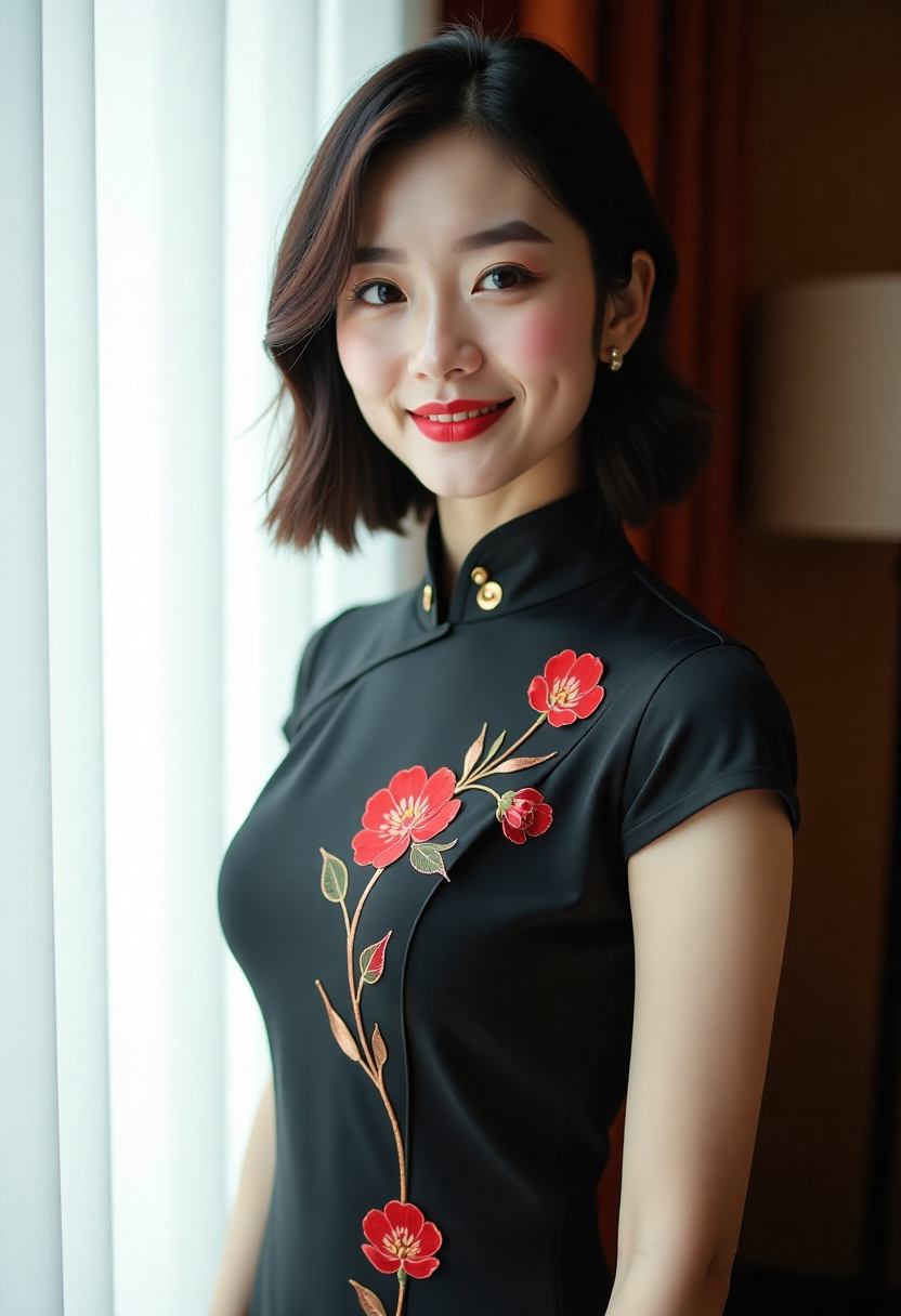 程见山提着行李走过临河老街